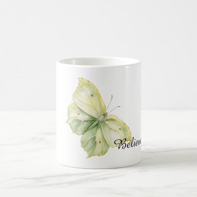 Mintgrön Fjäril Tro Kaffemugg (Center)