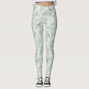 Mintgrön fransk lanstil med fåglar och blommor Toi Leggings