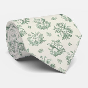 Mintgrön fransk lanstil med fåglar och blommor Toi Slips