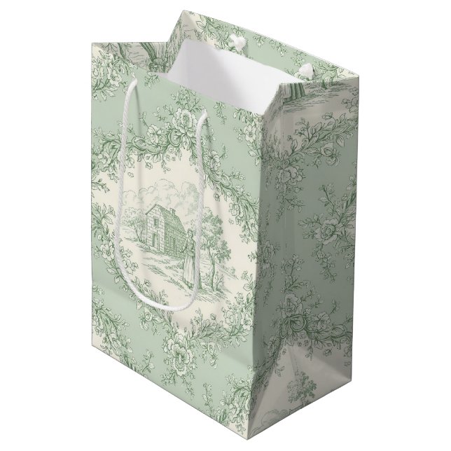 Mintgrön fransk lanthushållsblomma Toile - Bondgår (Framsidan Vinklad)