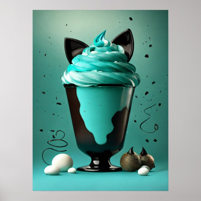 Mintgrön glädje för glass Väggkonsttryck – Aest Poster (Framsidan)