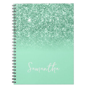 Mintgrön glitter Ombre Namn Anteckningsbok