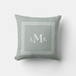 Mintgrön Grekisk Nyckel | Monogrammönstrad Kuddthr Kudde
