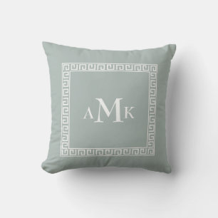 Mintgrön Grekisk Nyckel Monogrammönstrad Kuddthr Kudde