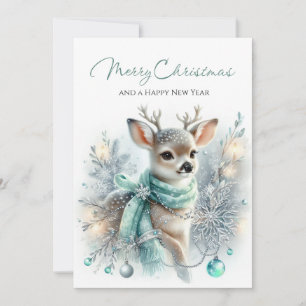 Mintgrön halsduk Fawn & Candlelight Charm Julkort