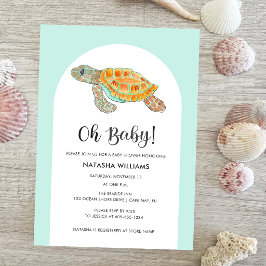 Mintgrön havssköldpadda Baby Shower Inbjudningar