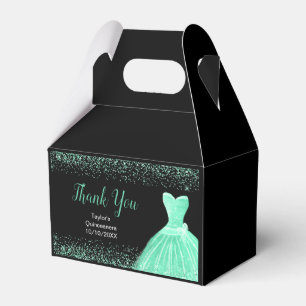 Mintgrön klänning Falskt glitter Quinceanera Presentaskar