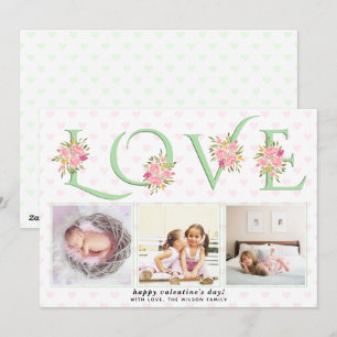 Mintgrön LOVE-typografi foto Alla hjärtans dag Julkort