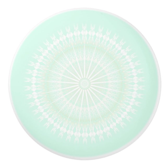 Mintgrön Mandala Pastell Modern Knopp (Framsidan)