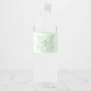 Mintgrön marshmallow fjäril Baby Shower Vatten Vattenflaskor Etikett
