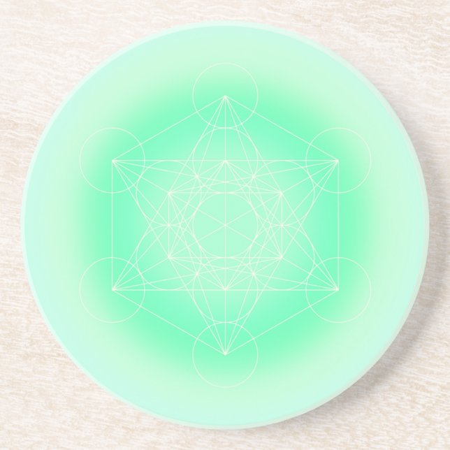 Mintgrön Metatrons kub helig geometri Underlägg (Framsidan)