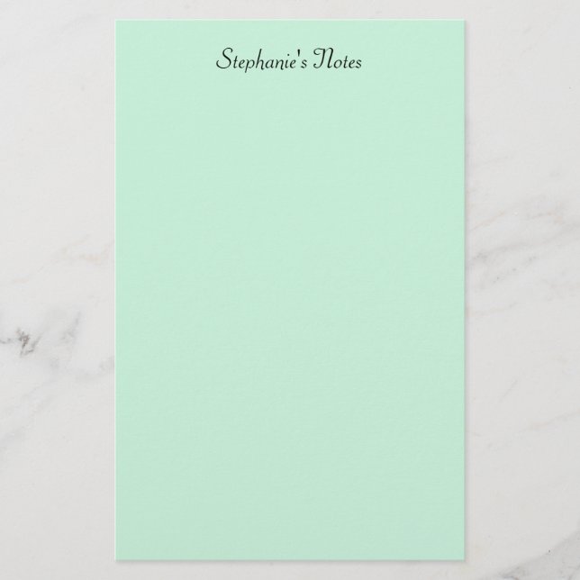 Mintgrön monogramnamn anpassad färg elegant brevpapper (Framsida)