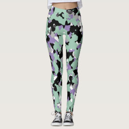 Mintgrön och lila kamouflage Kamouflageutskrift Leggings