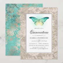 Mintgrön och Pärl Damask Quinceañera