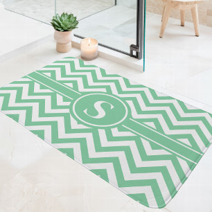 Mintgrön och vit chevron-monogram badrumsmatta