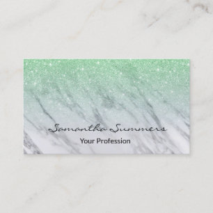 Mintgrön Ombre Glitter Marmor Anpassa Glitter Visitkort