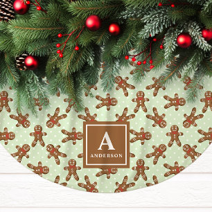 Mintgrön Pepparkaksgubbe Monogram Jul Julgransmatta Borstad Polyester