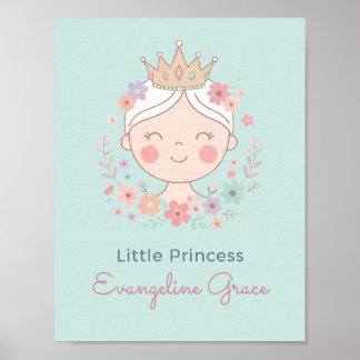 Mintgrön prinsessas nurseries väggkonst