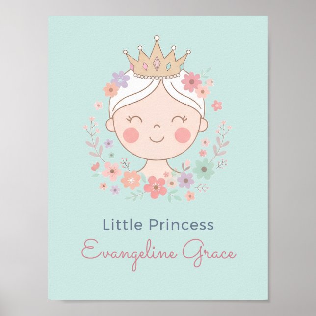 Mintgrön prinsessas nurseries väggkonst (Framsidan)
