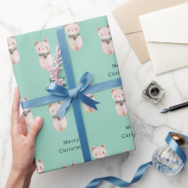 Mintgrön rosablush Katt Jul Presentpapper