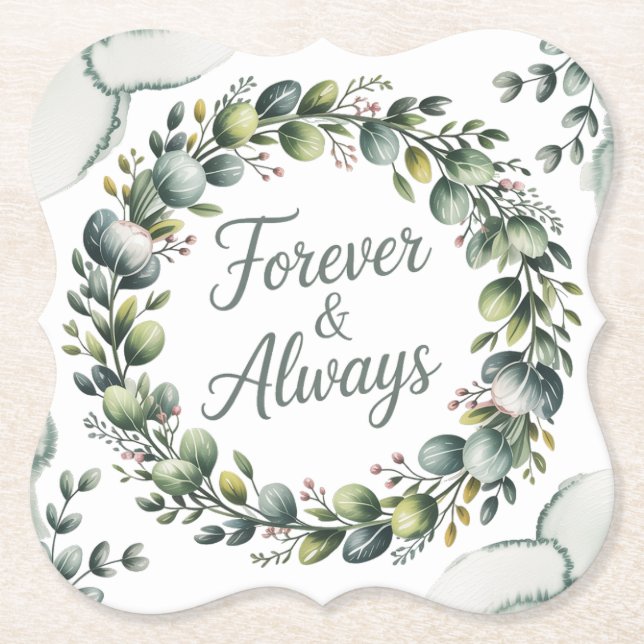 Mintgrön & Salviagrön Eukalyptus Underlägg Papper (Framsida)