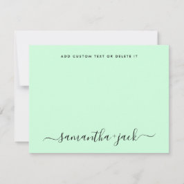 Mintgrön Snygg Skrift Elegant Minimalistisk Anteckningskort