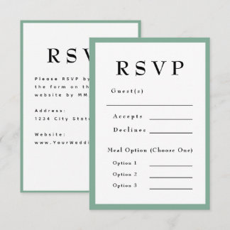 Mintgrön Tidlös Bröllops-RSVP OSA Kort