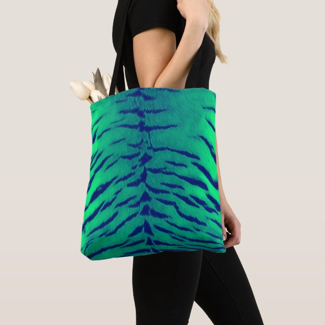 Mintgrön tiger skinntryck tygkasse (Närbild)