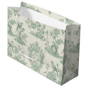 Mintgrön Toile Blommönster med Fåglar