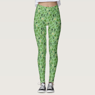 Mintgrön trädgårdskryddmönster leggings
