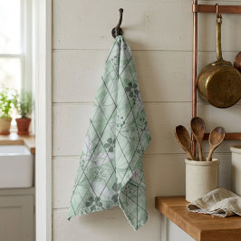 Mintgrön vintageinspirerad trädgårdsdiamant kökshandduk