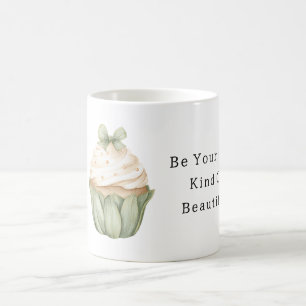 Mintgröna bladslinga Krämvit Cupcake Kaffemugg