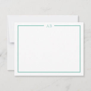 Mintgröna blommonogramkort anteckningskort