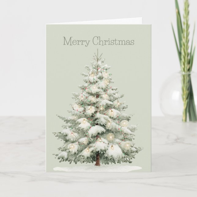 Mintgröna julgransljus kort (Framsida)