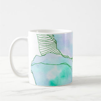 Mintgröna lavendelvattenfärg botaniska blad kaffemugg