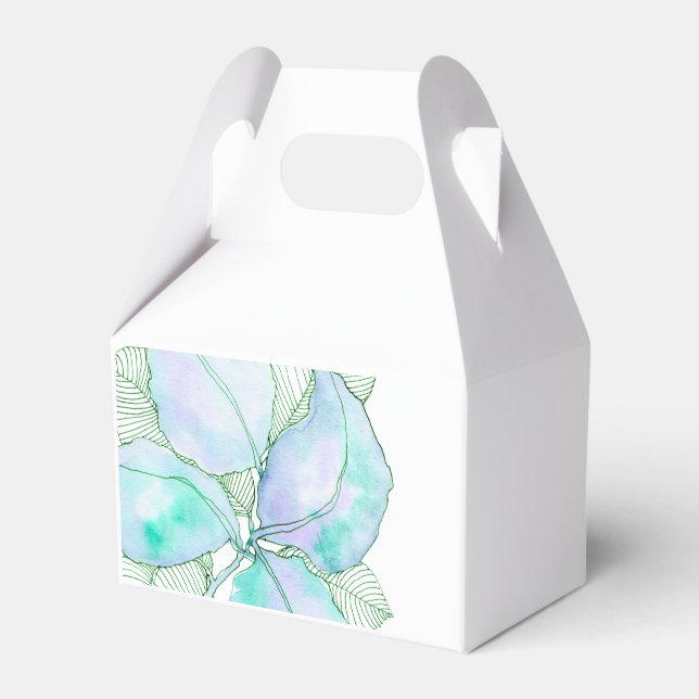 Mintgröna lavendelvattenfärg Botaniska blad Presentaskar (Framsidan Sidan)