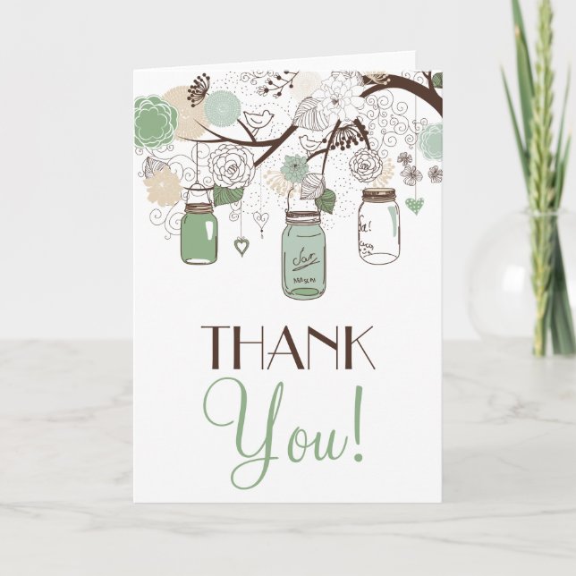 Mintgröna murar Thank You-kort Tack Kort (Framsida)