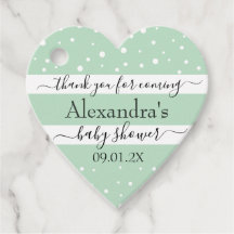 Mintgröna och vita prickar Tack Baby Shower Favo