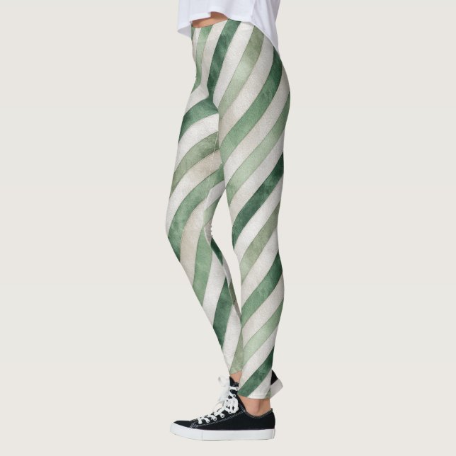 Mintgröna Ränder Leggings (Vänster)