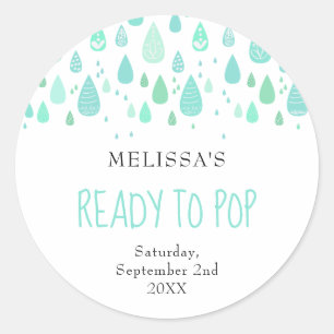 Mintgröna regndroppar redo att poppa runt klistermärke