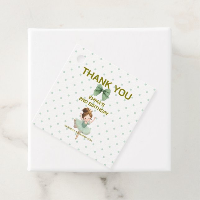 Mintgröna små prinsessbollar förmånsetiketter gåvor etiketter (På plats)