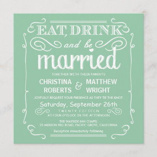 Mintgrönt äter drinken och är den att gifta sig inbjudningar