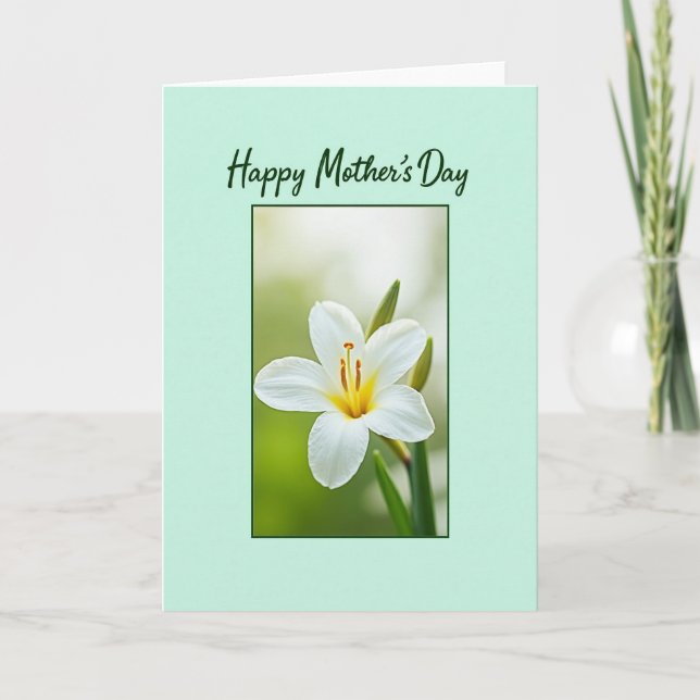 Mintgrönt blommigt morsdagskort kort (Framsida)