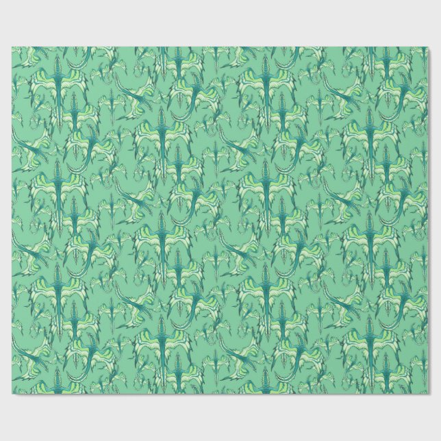 Mintgrönt drakvarppapper presentpapper (Platt)