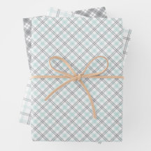 Mintgrönt & grått Gingham-inslagspapper
