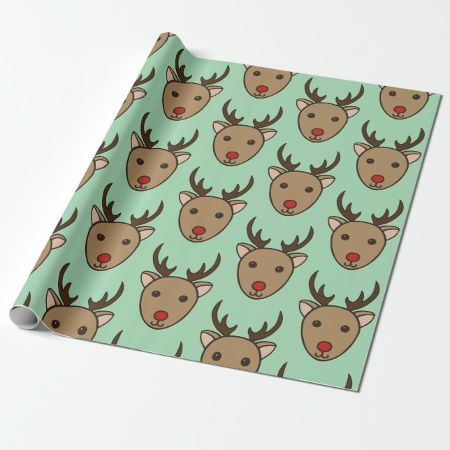 Mintgrönt julrenpresentpapper presentpapper (Utrullad)