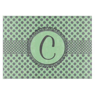 Mintgrönt med grå färgPolkaPricka-Monogramen