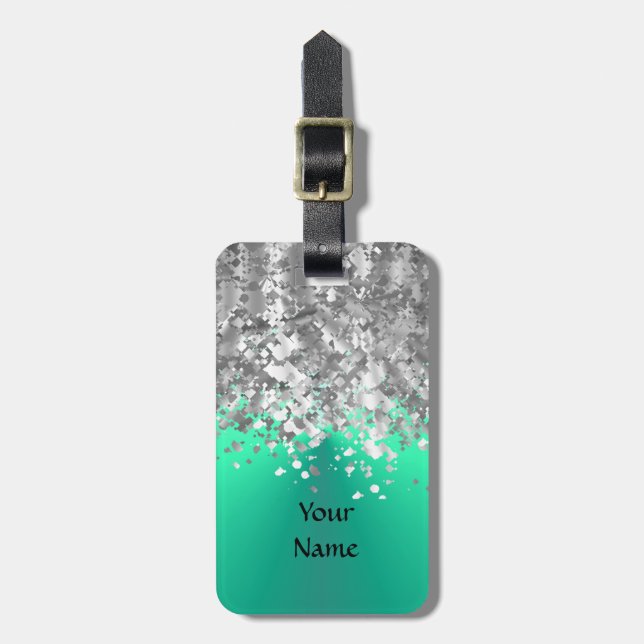 Mintgrönt och fauxglitter bagagebricka (Vertikal Framsida)
