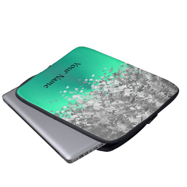Mintgrönt och fauxglitterpersonlig laptop sleeve (Framre botten)