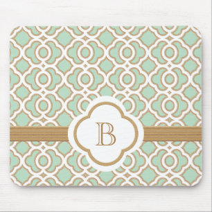 Mintgrönt och guld- marockanskt Monogrammed Musmatta
